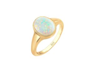 Elli - Sigello Tendenza con Opale Sintetico in Argento Sterling 925 Placcato Oro Anelli 1 pieces female