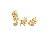 Elli - Stud Earrings Set Stellafish Conchiglia Seahorse Estate Spiaggia in 925 Sterling Silver Orecchini 1 pieces female