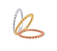 Elli Tre Anelli da Donna in Tre Colori, Argento 925, Misura 12