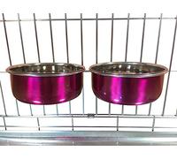 Ellie-Bo - Coppia di Ciotole per Cani/Gabbie o Penne, Misura Media, 0,9 l, Colore: Rosa