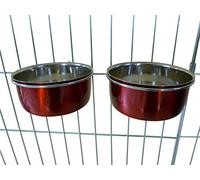 Ellie-Bo - Coppia di Ciotole per Cani, per Gabbie, Penne, 0,6 l, Colore: Rosso