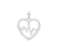 Ellie Rose London Pendente in argento rodiato e zirconi con cuore battuto G61061