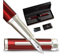 Ellington Pens Set di penne stilografiche di lusso per scrivere, pennino medio liscio, include convertitore di inchiostro ricaricabile, 3 cartucce d'inchiostro [nero e blu], confezione regalo