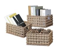 Ellinia Cesto portaoggetti in vimini realizzato con tessuto di alghe marine, per cassetti, guardaroba, portaoggetti per organizzazione, 23 x 17,5 x 15,5 cm, confezione da 3, colore alga naturale