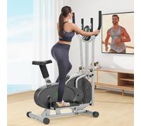 Ellittiche, 2 in 1 Ellittica e Cyclette con Sedile, Monitor LCD, Resistenza regolabile, Pedali Antiscivolo, Macchina per l'allenamento Ellittico, Stepper per l'allenamento Cardio da Casa