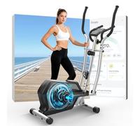 Ellittiche Da Casa con App, 3-in-1 Ellittica Ultra Silenziosa con 16 Livelli di Resistenza,volano da 6 kg, Monitor LCD, Pedale Antiscivolo, Portabottiglie (Argento)