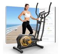 Ellittiche Da Casa con App, 3-in-1 Ellittica Ultra Silenziosa con 16 Livelli di Resistenza,volano da 6 kg, Monitor LCD, Pedale Antiscivolo, Portabottiglie (Arancione + Nero)