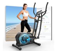 Ellittiche Da Casa con App, 3-in-1 Ellittica Ultra Silenziosa con 16 Livelli di Resistenza,volano da 6 kg, Monitor LCD, Pedale Antiscivolo, Portabottiglie (Nero)