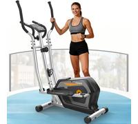 Ellittiche Da Casa con App, 3-in-1 Ellittica Ultra Silenziosa con 16 Livelli di Resistenza,volano da 6 kg, Monitor LCD, Pedale Antiscivolo, Portabottiglie, (Arancione + Argento)