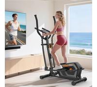 Ellittiche, Macchina Ellittica Magnetica con 16 livelli di Resistenza,display LCD,Portaborraccia, Pedali antiscivolo, Capacità di peso fino a 130KG,Cyclette Ellittica da Casa