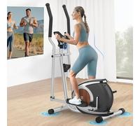 Ellittiche Magnetico con 16 Livelli di Resistenza, Macchina Ellittica Ultra-silenziosa Per la Casa, Monitor LCD, Portabottiglie, Capacità di Carico 120KG Argento