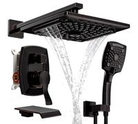 ELLO&ALLO Set completo per vasca e doccia in bronzo e gomma oleosa, sistema doccia completo con valvola di immissione e kit di finitura