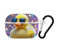 Ellow Ducky con occhiali da sole AirPod Pro, custodia rigida antigraffio in policarbonato con portachiavi, accessorio per AirPod Pro 2a/1a custodia, per donne e uomini, stile bianco