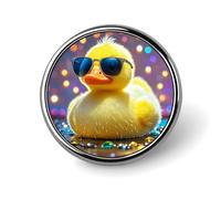 Ellow Ducky con occhiali da sole, spilla rotonda per uomo e donna, spille da bavero resistenti ed eleganti, distintivi in metallo leggero per camicie, giacche, cappelli