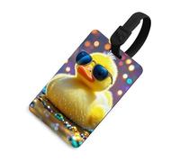 Ellow Ducky - Etichette per bagagli con occhiali da sole, con carta d'identità, etichette resistenti per borse da viaggio, impermeabili, per valigie, zaini e custodie da viaggio, stile nero