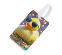 Ellow Ducky - Etichette per bagagli con occhiali da sole, con carta d'identità, etichette resistenti per borse da viaggio, impermeabili, per valigie, zaini e custodie da viaggio, stile bianco