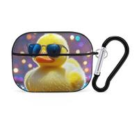 Ellow Ducky with Sunglasses AirPod Pro, custodia rigida antigraffio in policarbonato con portachiavi, accessorio per AirPod Pro 2°/1° custodia per donne e uomini, stile nero