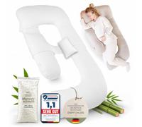 Ellphie Cuscino per chi dorme sul fianco, XL, cuscino per gravidanza, cuscino per allattamento, imbottitura in memory foam, federa in 100% cotone, cuscino di sostegno, federa in viscosa, grigio