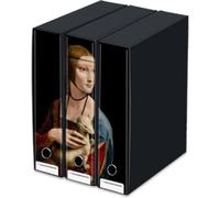 ELLYCART - Set 3 raccoglitori dorso 8 cm - LA DAMA CON L'ERMELLINO - Compatibile Kaos