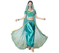 ELLYDOOR - Costume stile arabo da principessa Jasmine, per Halloween, danza del ventre, 4 pezzi, Small