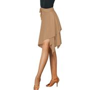 ELLYDOOR Gonna da Donna per Danza Latina e Salsa, Liscia, Irregolare, per Salsa, Tango, cha, cha, Pratica, 06 Cachi, Taglia Unica