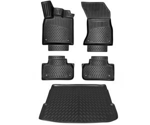 ELMASLINE 3D Tappetini IN Gomma & Copri Baule Set per Audi Q5 Da 2016 Bordo Alto