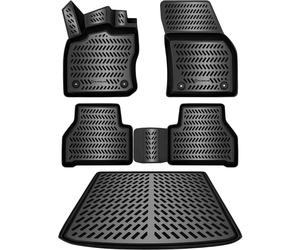 ELMASLINE 3D Tappetini IN Gomma & Copri Baule Set per VW Caddy Da 2020 Bordo