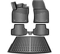 ELMASLINE Set di tappetini in gomma 3D e vasca per bagagliaio per VW Golf 8 (2020 - 2025) | Varianti/station wagon | Non adatto a ibrido delicato (eTSI)
