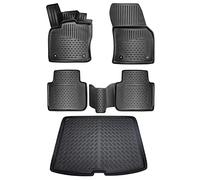 ELMASLINE Set di tappetini in gomma 3D e vasca per bagagliaio per VW Tiguan Allspace (piano di carico superiore) 5 posti | 2016-2024 | accessori tappetini per bagagliaio