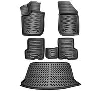 ELMASLINE Set di tappetini in gomma e vasca per bagagliaio per Dacia Sandero (I) 2008-2012, bordo extra alto 5 cm