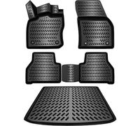 ELMASLINE Set di tappetini in gomma e vasca per bagagliaio per VW Caddy 5 (V) 2020-2025, non per Maxi/Grand (versione lunga) e Cargo. Bordo alto, bordo extra alto 5 cm