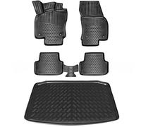 ELMASLINE Set di tappetini in gomma e vasca per bagagliaio per VW TIGUAN II 2016-2024 | seconda generazione | bordo extra alto 5 cm