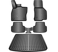 ELMASLINE - Set di tappetini in gomma per l’auto e vaschetta per il bagagliaio, adatto per VW TIGUAN anno di costruzione 2007-2018, bordo extra alto di 5 cm
