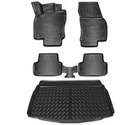 ELMASLINE Tappetini 3D in gomma & Vasca baule Set per VW T-ROC 2017-2025 con piano di carico inferiore | Antiscivolo con bordo alto 5 cm | Non adatto per Cabrio!!