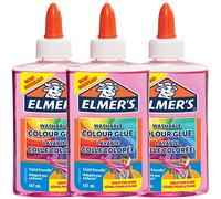 Elmer’S Colla Vinilica Colorata Semitrasparente, Lavabile, Ottima per Realizzare Slime, Rosa, 147 ml, 3 Pezzi