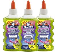 Elmer’s Colla Vinilica Glitterata, Lavabile e Adatta ai Bambini, Ottima per Realizzare Slime, Verde, 3 Pezzi