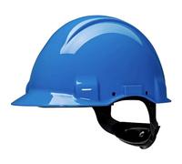 3M Casco protettivo Uvicator, chiusura a cricchetto, non ventilato, dielettrico 440 V, fascia in plastica blu, G3001NUV-BB