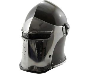 Elmetto cavaliere Barbuta con visiera vichinga nero casco armatura...