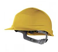 Elmetto da Cantiere Delta Plus Zircon 1 Giallo, Casco di Sicurezza con Chiusura a Fibbia Regolabile, HDPE Anti-UV, Dielettrico, Taglia 53-63 cm