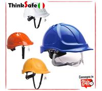 Portwest Casco Endurance rigido con visiera, traspirabilità, cinturino mento – Rosso