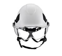 Elmetto da Lavoro SALLET con visiera, Casco da Cantiere, Protezione per Lavori in Quota, ABS Resistente, EN 397+A1:2012, Regolabile 53-64 cm, Bianco