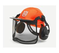 Elmetto forestale HUSQVARNA Functional con visiera a rete e cuffie protettive