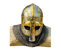 Elmetto medievale vichingo guerriero in maglia di maglia - Casco vandalo Medusa in acciaio forgiato a mano con catena rivettata - elmetto vichingo norreno, articoli regalo,