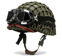 Elmetto Militare Americano M1 Della Seconda Guerra Mondiale, Modello da Campo in Acciaio, Con Copertura in Rete e Cinturino Cat Eye a Doppio Strato, per Softair Attività All'aperto(Style1)