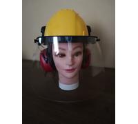 ELMETTO PROTETTIVO CON CUFFIE E VISIERA CASCHETTO PROTEZIONE DPI DA CANTIERE