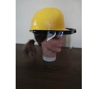 ELMETTO PROTETTIVO CON VISIERA CASCHETTO PROTEZIONE DPI DA CANTIERE GIALLO,
