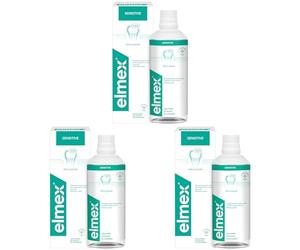 elmex Collutorio Sensitive 1 Flacone da 400ml Protezione Extra dai Denti Sensibili e dalla Carie Radicolare (Confezione da 3)