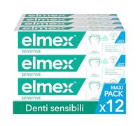 Elmex - Dentifricio Sensitive 12x75ml (Consegna in 48 Ore), Dentifricio per Denti Sensibili, Protezione delle Gengive, Protezione contro la Carie, Sollievo dal Dolore ai Denti
