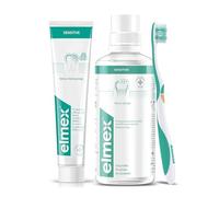 elmex Kit Sensitive Denti Sensibili 3in1 Dentifricio, Spazzolino e Collutorio,