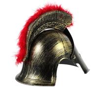 Elmo Antico in Plastica, Cappello Medievale per Stagione di Halloween | Oro e Rosso, Stile Vintage Autentico, Facile da Riporre, per Foto, Scena e Ruolo